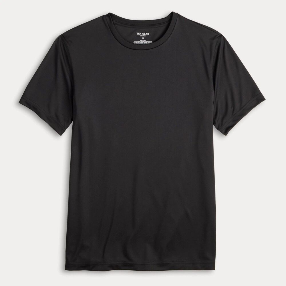 Tek Gear T-Shirt L Black Dry Tek Crewneck Short Sleeve Mens Moisture Wicking NWT